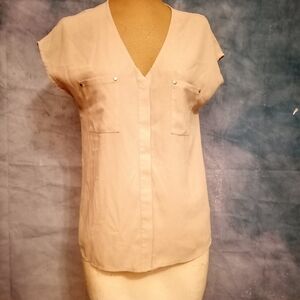 Chic Beige V-Neck Blouse